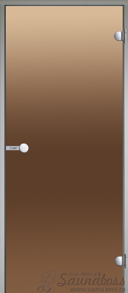 Дверь стеклянная 9/21 бронза, коробка алюминий, фото