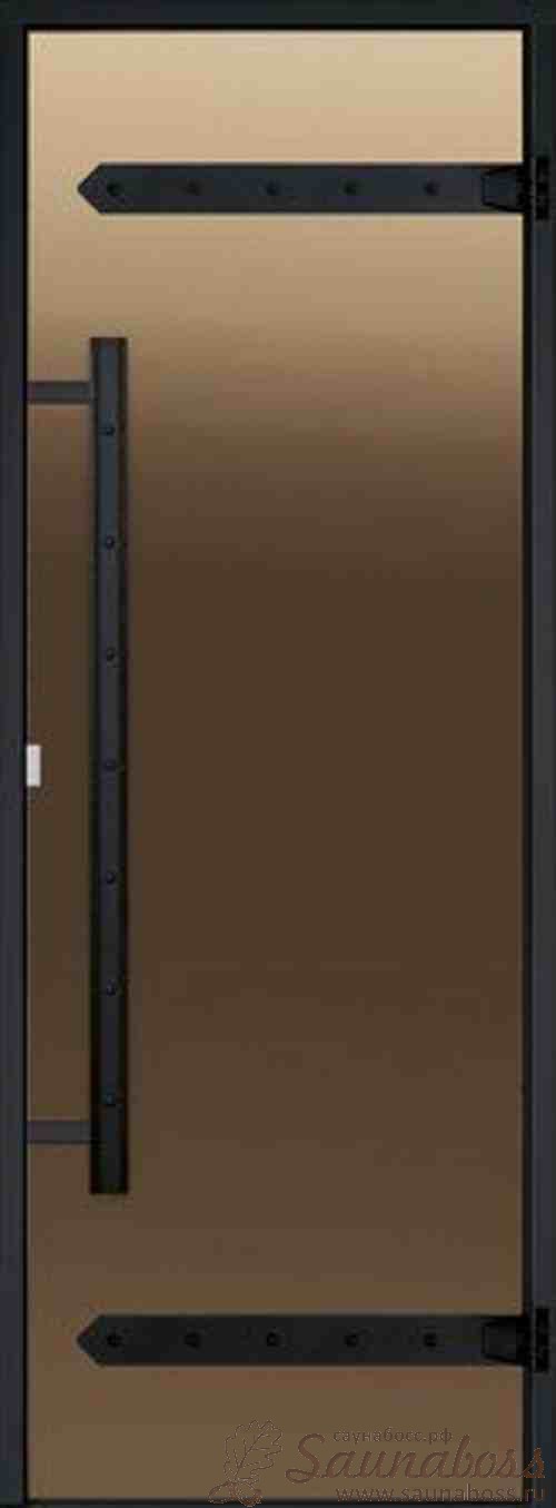 Дверь стеклянная LEGEND 9/21 черная коробка алюминий, бронза, фото